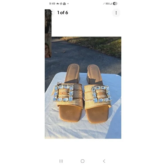 Women's A New Day 7.5 Kathleen Ornamented Block Heels Memory Foam Insole - Picture 1 of 4